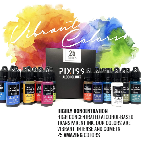 Pixiss Alcohol Ink Set of 25 - Highly Saturated