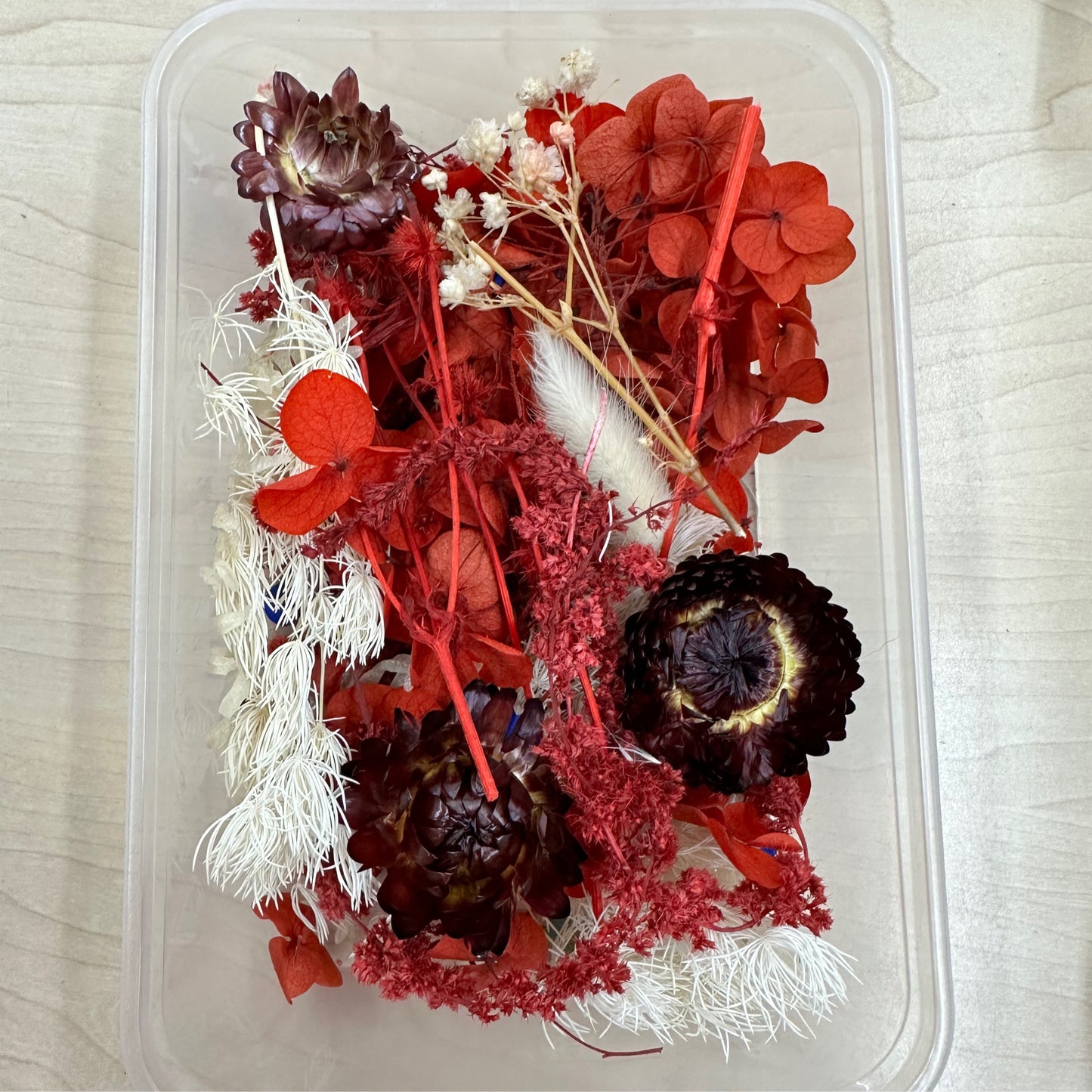 Dried Flowers 3d Box - Red/Natural