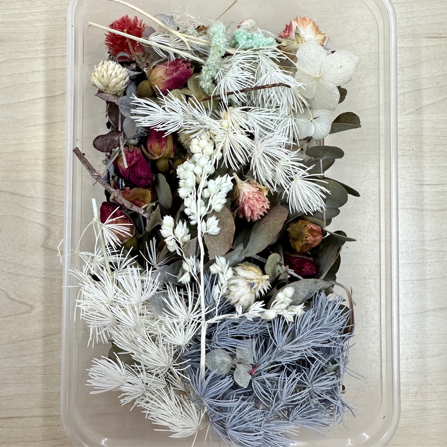 Dried Flowers 3d Box - Red/White/Grey
