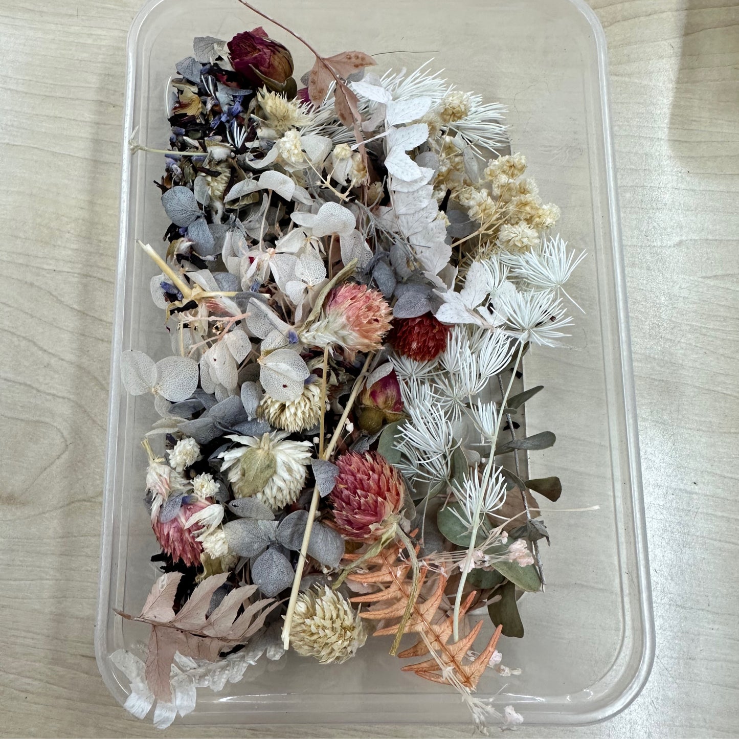 Dried Flowers 3d Box - Red/Beige/Grey/Natural