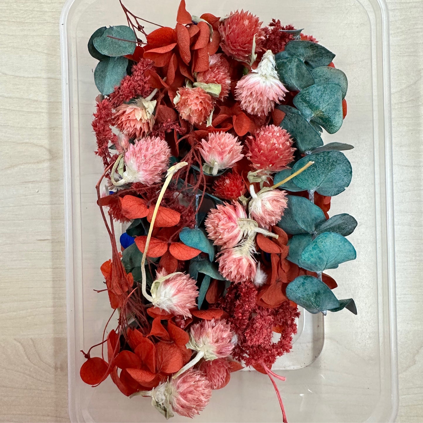 Dried Flowers 3d Box - Red/Green