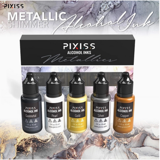 Pixiss Metallic Alcohol Inks Set of 5