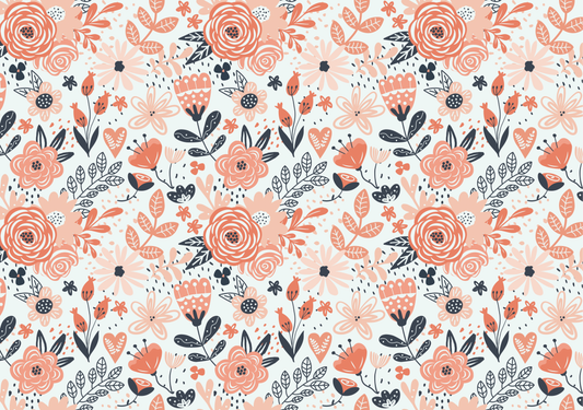 Transfer Paper - Coral and Black Floral