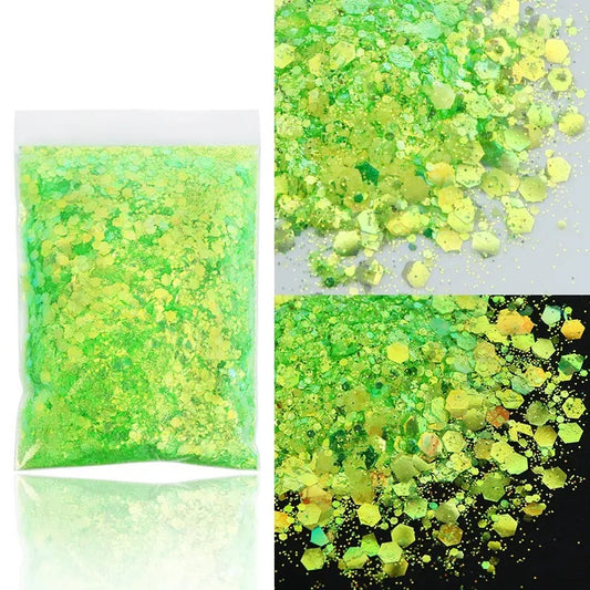 Bright Neon Metallic Hex Mix Lime Green