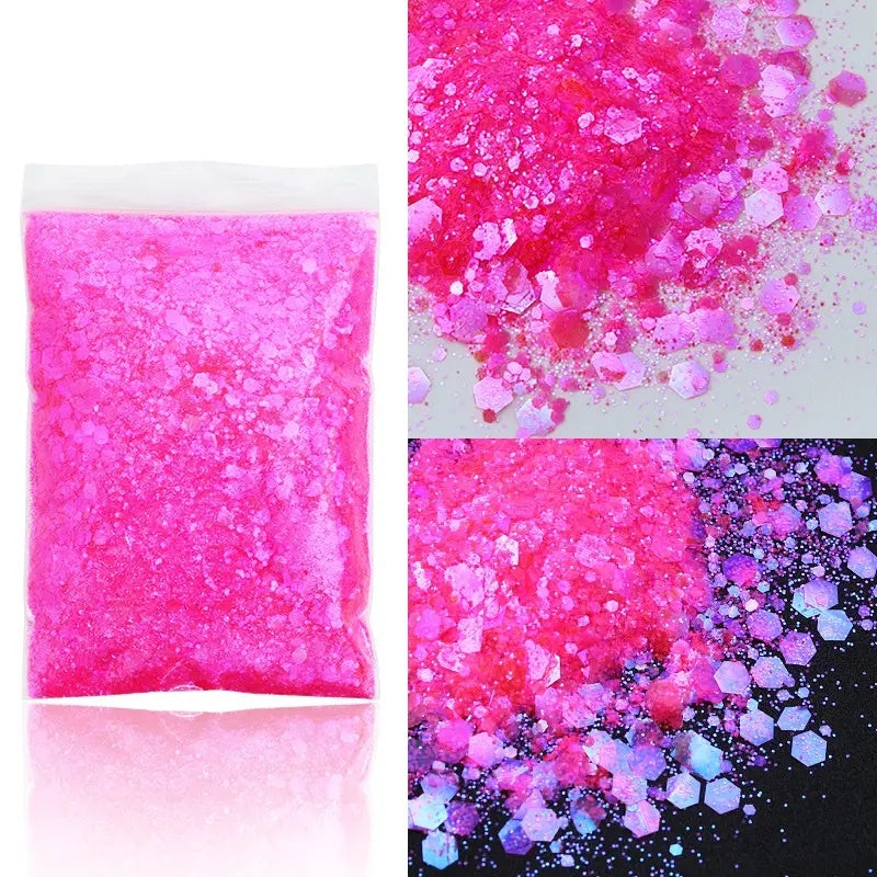 Bright Neon Metallic Hex Mix Hot Pink