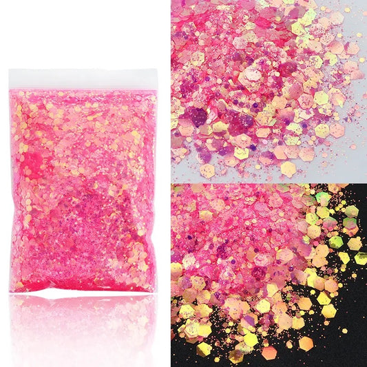 Bright Neon Metallic Hex Mix Pink/Coral