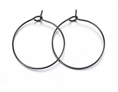 316L Stainless Steel Black Hoop Earrings